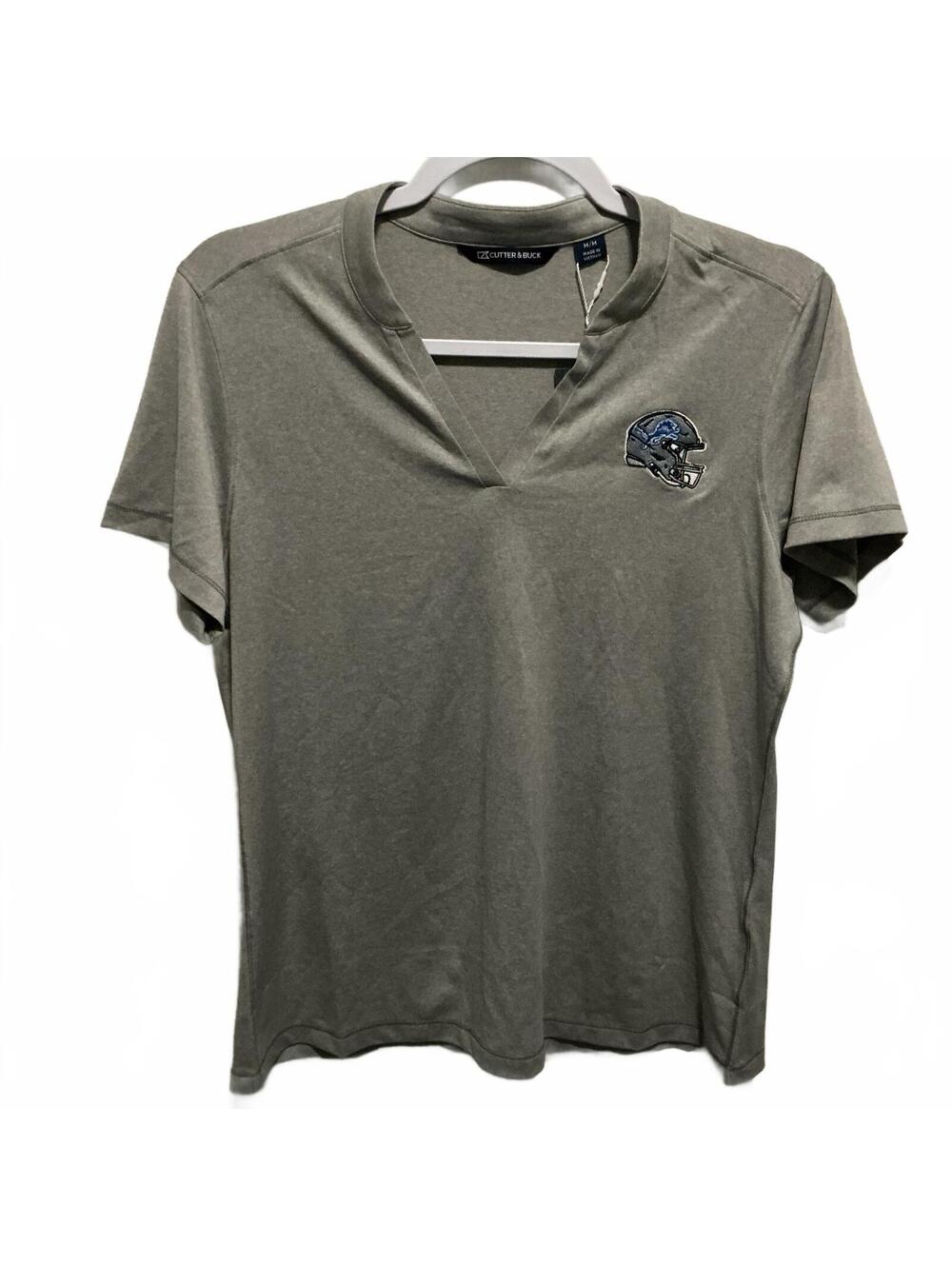 Cutter & Buck Women Short Sleeve V-Neck T-Shirt with Embroidered Helmet Logo M